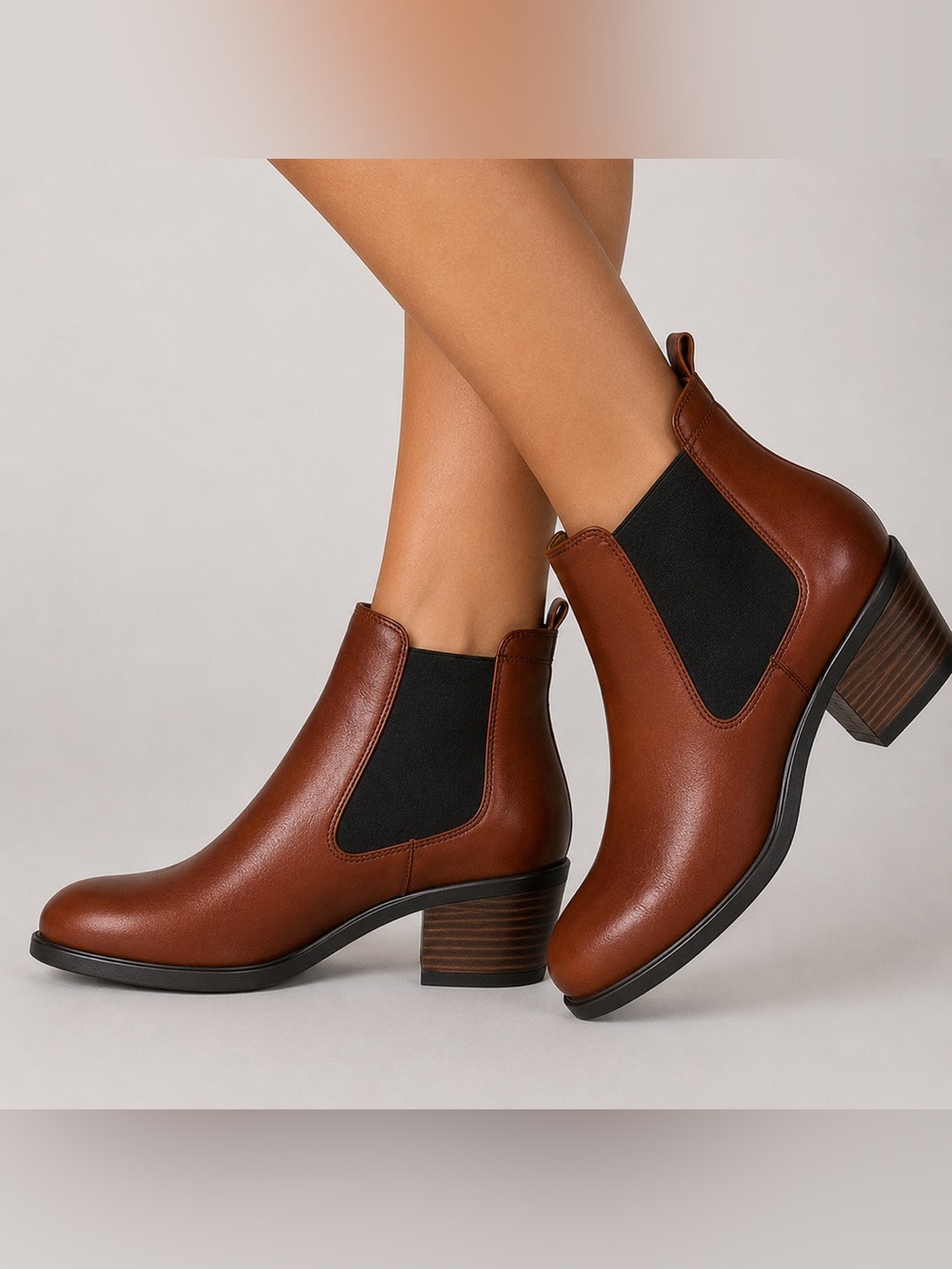 Rieker Chelsea Leather Ankle Boots in Brown Leather Black 39 8.5